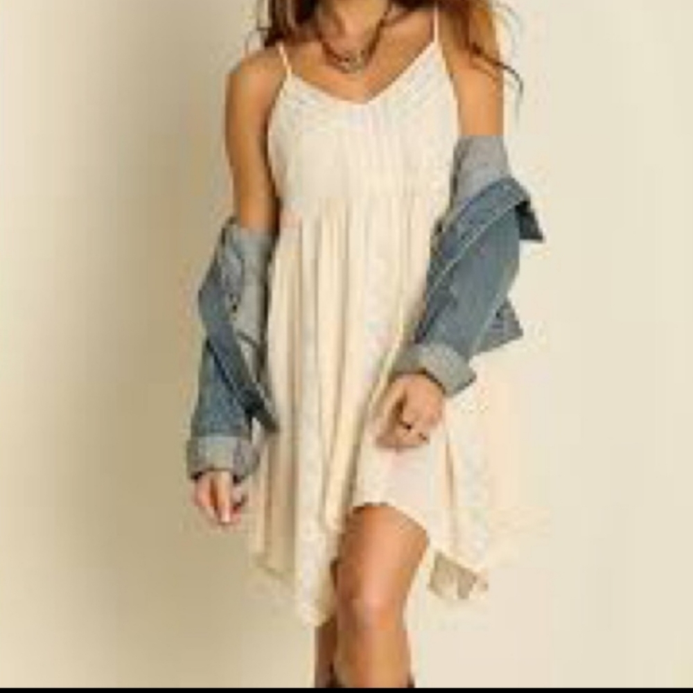 American Eagle boho off-white lace flowy mini dress